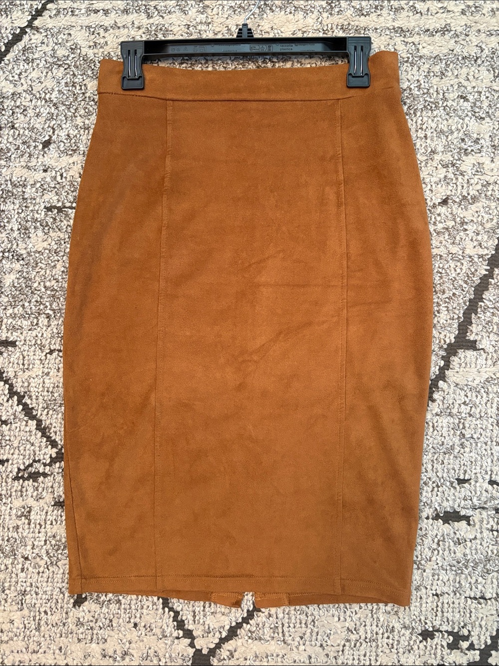 Women's Suede Pencil Skirt in Cognac